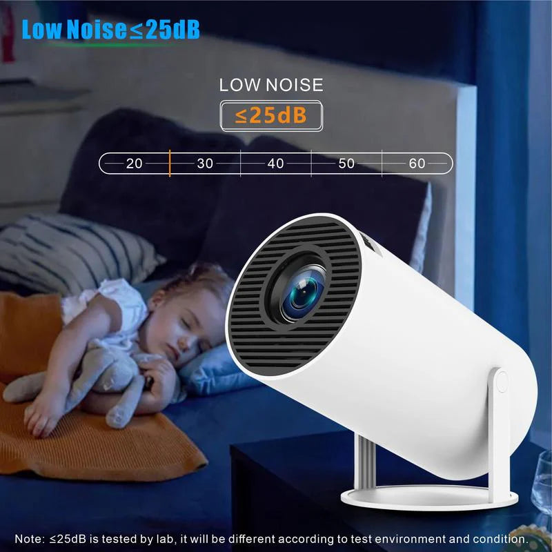Portable Android WiFi and Bluetooth-Compatible Projector with Remote Control for Home Theater, Outdoor, Office, and Bedroom Use